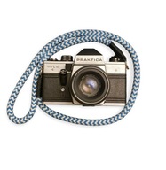 Pasek do aparatu bawełna analogowy niebiesko biały