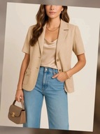 Lniana marynarka z krótkim rękawem True vintage retro roz.L