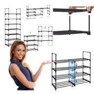 STOJAK NA BUTY MODUŁOWA REGAŁ PÓŁKA WYSOKA DUŻA SKŁADANA CZARNA METALOWA