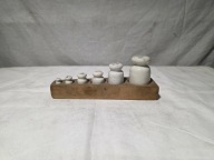 Stare odważniki porcelanowe z okresu Prl-u w etui - zestaw 1/2-20dkg
