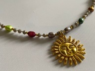 Naszyjnik handmade złote Słońce Perły słodkowodne