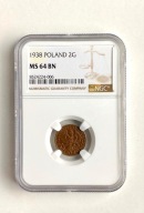 2 grosze 1938 NGC MS 64 BN