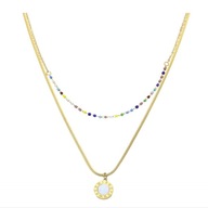 61835 Celebrytka złota stal chirurgiczna motyw zegara koraliki