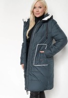 Tanio !_NOWY zimowy_FUNKCJONALNY kurtko-płaszcz_KAPTUR eko-kożuszek_46/48