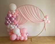 Ścianka imprezowa różowa (komplet) - balony, stelaż, materiał