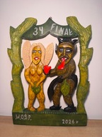 Diabelska para – rzeźba w drewnie Mariana Kunickiego – WOŚP Augustów