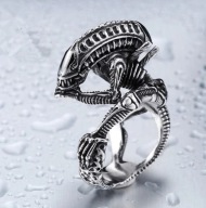 Sygnet Alien 4 Skull Biker Moto Rock stal nierdzewna 316L