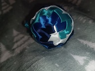 BOMBKA Ze wstążki odcienie niebieskiego granat biały turkus RĘKODZIEŁO