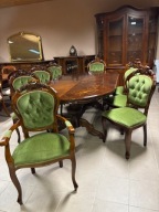 WŁOSKI stylowy Komplet Stół 8 Krzeseł KOMODA WITRYNA jadalnia salon Italy