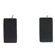 55711 Kolczyki czarna stal chirurgiczna gładkie prostokąty