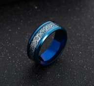 Obrączka Vikinga ze Smokami Niebieska biker rock