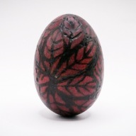 Drewniane jajko - ręcznie zdrobione, pirografia - wzór LIŚCIE - prezent
