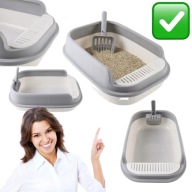 KUWETA DLA KOTA OTWARTA Z ŁOPATKĄ SZARA SOLIDNA ŻWIREK 51x36x17cm | PAGMIL