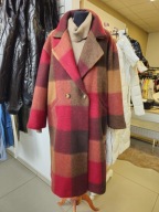 Płaszcz kratka bordo wełna r. Uni, Italy cudo !!!