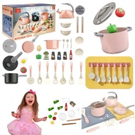 ZESTAW KUCHENNY DLA DZIECI DO ZABAWY GARNKI ZABAWKOWY TALERZE CZAJNIK