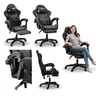 FOTEL GAMINGOWY BIUROWY Z MASAŻEM PODNÓŻEK KRZESŁO ITALFORM PLAYER 128X64CM