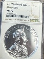 50 zł SSA Henryk Walezy 2018 NGC MS 70 MAX NOTA IDEAŁ