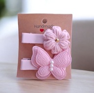 Spinki do włosów szydełkowy kwiatek motylek 2.szt.