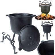 KOCIOŁEK ŻELIWNY 8L MYŚLIWSKI WĘGIERSKI GARNEK ŻELIWNY NA OGNISKO GRILL