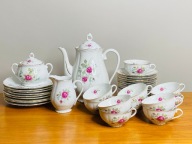 Czechy komplet kawowo-śniadaniowy na 9 osób lata 30te biel i róże