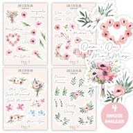 Naklejki ślubne do KSIĘGI GOŚCI ślub wesele| ZESTAW | 4 arkusze naklejek