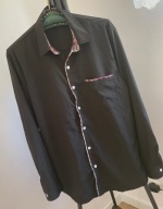 B Koszula Shein głęboka czerń z kratą lejący delikatny materiał rozmiar L