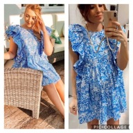 ZARA SUKIENKA NIEBIESKA KWIATY BLOG R.34/XS NOWA!