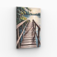 Obraz na Płótnie 30x40cm Drewniana Kładka Jezioro Natura Pomost Krajobraz