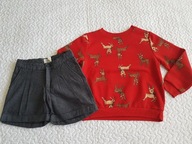 Cool Club bluza czerwona jelonki nowa i spodenki ciepłe roz 122-128