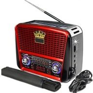 Retro Radio USB SD AM FM Akumulatorowe z Latarką Przenośne