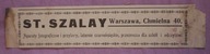 ST. SZALAY Warszawa, Chmielna 40. Roczniki "ZIEMI" rok 1910, 1911,1912 i 13