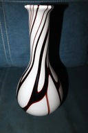 MORETTI BIAŁY WAZON W BORDOWE SMUGI Z SERII FALA