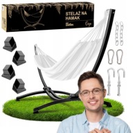 STELAŻ HAMAKA STOJAK NA HAMAK OGRODOWY DWUOSOBOWY METALOWY CZARNY GOGARDEN