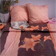 pościel z satyny 160x200 + 2x70x80 zamek S 17554 orange brąz A-pol