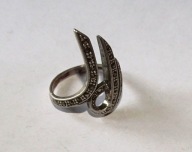 Srebro ! Pierścionek duży designerski, markazyty nr 84