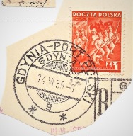 Polski znaczek 1 zł Powstanie Listopadowe na wycinku GDYNIA PORT 14.06.1939