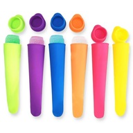 Zestaw 6 Silikonowych Foremek do Robienia LODÓW Wodnych Owocowych Patyczki