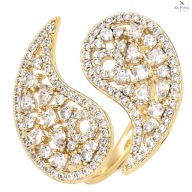 76940 Pierścionek pozłacany 18K średnica 18 mm yin yang z cyrkoniami