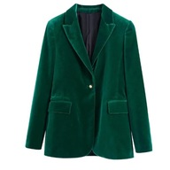 ŻAKIET WELUROWY MARYNARKA AKSAMIT WELWET zielona