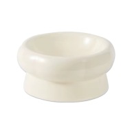 Ceramiczna designerska miska dla psa kota podwyższona kremowa 180ml