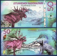 NORWEGIA PARK NARODOWY 2018 50KORON UNC ZWIERZĘTA