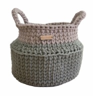 Zielony KOSZ koszyk ZE SZNURKA bawełnianego BOHO handmade