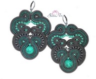 Kolczyki Haft Sutasz Szary Turquoise Soutache