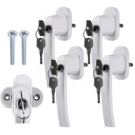 4X KLAMKA OKIENNA BALKONOWA OKNA OKIEN BIAŁA KLUCZYKIEM ZAMKIEM UNIWERSALNA