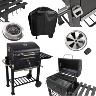 GRIL WĘGLOWY DUŻY OGRODOWY TERMOMETR RUSZT ŻELIWNY 57,5X37 CM+ POKROWIEC