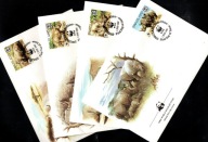 Eswatini / 4 Koperty FDC / WWF / 528-531 ( Fauna - nosorożec biały ) 1987 r