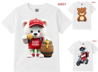 Koszulka dziecięca t-shirt biały 122 wiek 6 lat dzień misia miś warianty
