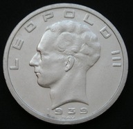 Belgia 50 franków 1939 - król Leopold III - srebro