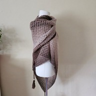 Chusta ręcznie robiona na szydełku szer. 255cm x wys. 130cm, wełna, K2