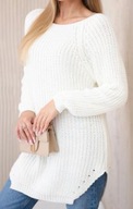 Sweter z rozcięciami na bokach ecru r UNI S M L